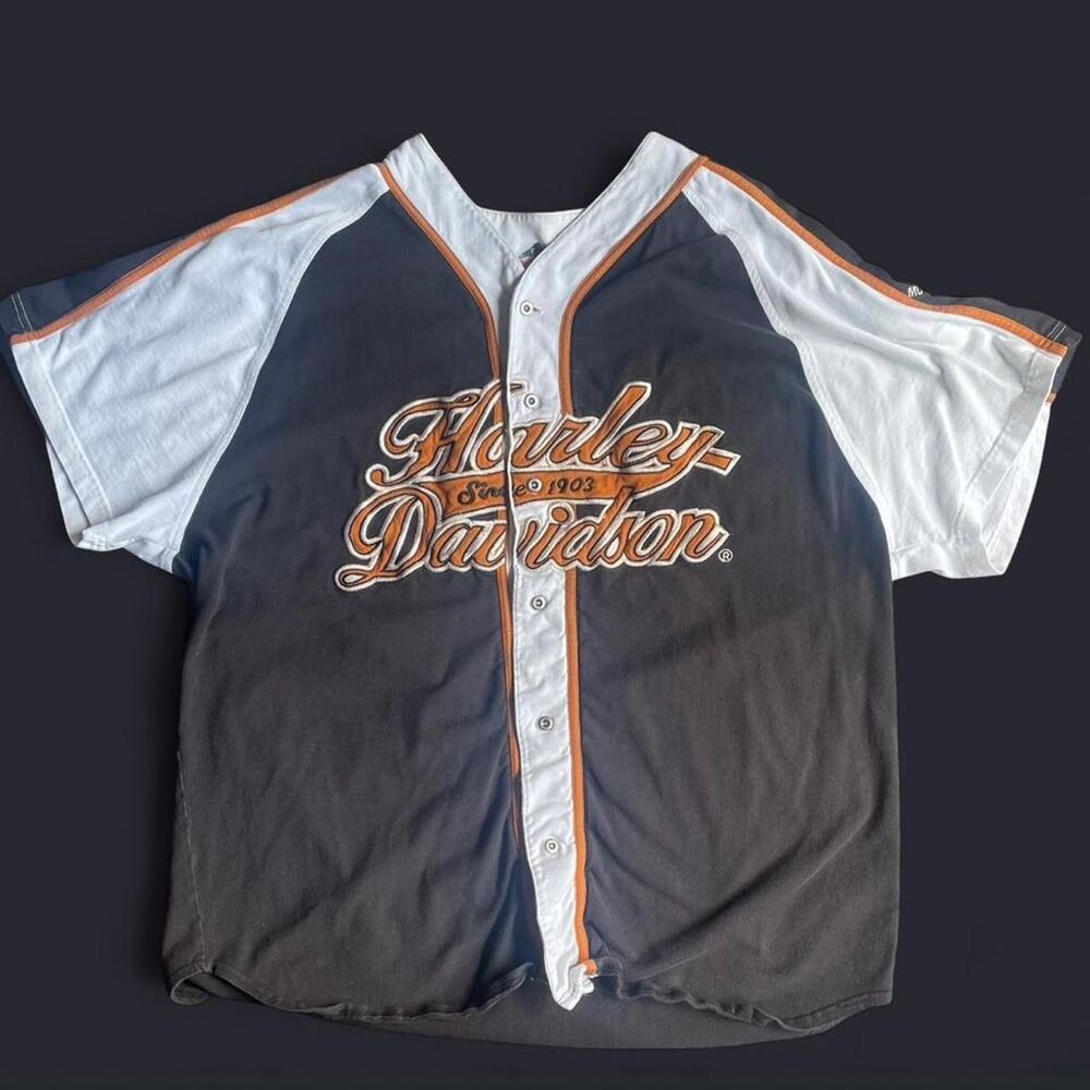 Harley Davidson baseball jersey men’s large black white